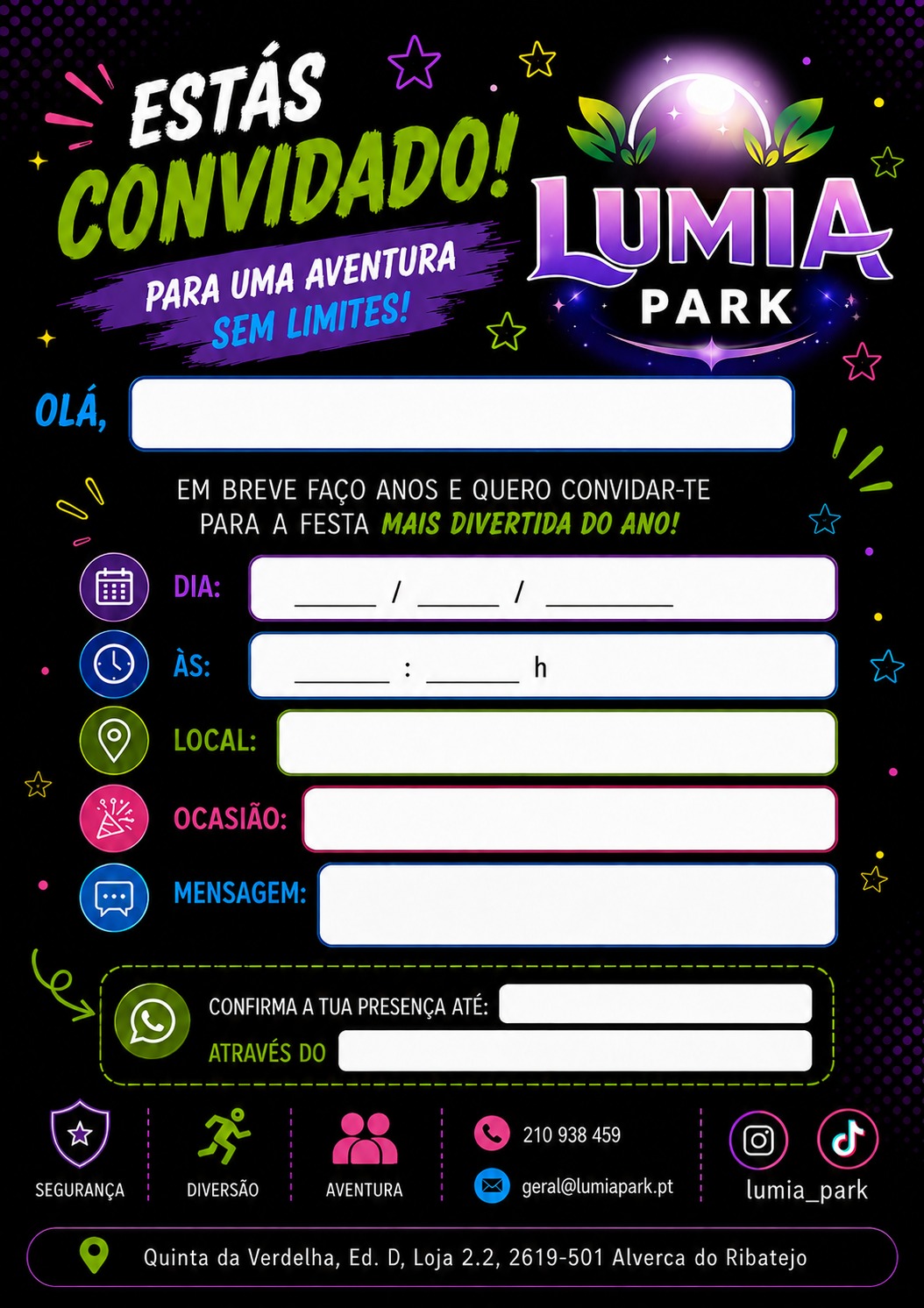 Convite digital Lumia Park — Modelo Lumia